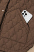 Stand Collar Flower Quilted Snap Button Zip Vests